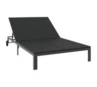 Chaise Longue Vidaxl Avec Coussins Et Roues Pour 2 Personnes En Poly Rattan Noir