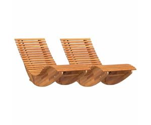 vidaXL Transat 2 pc Bois d'Acacia Massif Marron | Ce transat pliant est super confortable, idéal pour profiter du plein air, Fait en bois d'acacia massif,