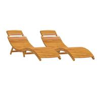 vidaXL Transat 2 pcs Marron 55 x 184 x 64cm Bois d'Acacia Massif, Transat en Acacia Moderne pour Jardin et terrasse, réglable et Pliable, Parfait pour se Relaxer Dehors