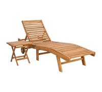 vidaXL Transat 2 pcs Marron Bois de Teck Massif, Expérience de détente en extérieur, transat Moderne, Chaise Ergonomique, Meuble de Jardin empilable