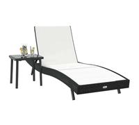 vidaXL Transat 2 pcs Noir et Blanc polyrotin, Chaise Longue réglable, Fauteuil Moderne de Jardin, Meuble extérieur, résistant aux intempéries, Parfait au Bord de la Piscine