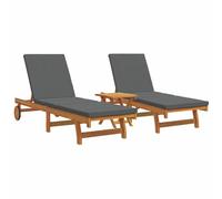 vidaXL Transat 2-Personne 3 pcs Marron Bois d'Acacia Massif, Transat réglable, Chaise de Jardin Moderne avec Dossier Multi-Positions, lit de Bronzage Robuste