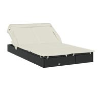 Vidaxl Transat 2 Places Avec Toit Pliable Noir 213x118x97 Cm