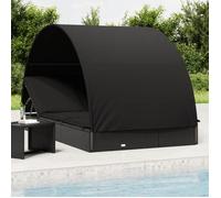 vidaXL Transat 2 places avec toit rond noir 211x112x140 cm, chaise longue, chaise longue d'extérieur, lit de salon, lit de 319656