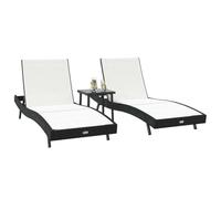 vidaXL Transat 3 pc polyrotin Noir et Blanc