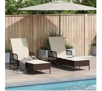 Vidaxl Ensemble De Chaises Longues 3 Pièces Marron Et Crème