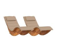 vidaXL Transat 2 pcs Chill avec coussin – Bois d'acacia massif Marron – Résistant aux intempéries