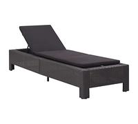 vidaXL Transat avec Coussin Chaise Longue de Patio Chaise Longue de Terrasse Transat de Jardin Balcon Camping Cour Plage Noir Résine Tressée