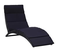 vidaXL Transat avec Coussin Chaise Longue d'Extérieur Chaise Longue de Terrasse Chaise Longue de Balcon Camping Résine Tressée Noir