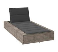 vidaXL Transat avec Coussin Flottant Gris résine tressée, Chaise Longue, Chaise Longue d'extérieur, lit de Salon, lit de Repos