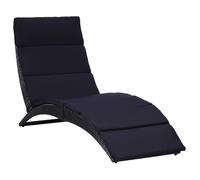 vidaXL Transat avec coussin Résine tressée Noir