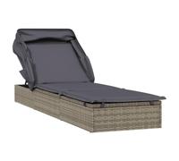 vidaXL Transat avec toit pliable – Résine tressée gris 213×63×97 cm
