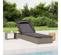 Vidaxl Transat Avec Toit Pliable Gris 213x63x97 Cm Résine Tressée Gris