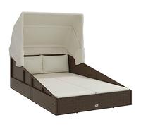 Vidaxl Transat Avec Toit Pliable Marron 200x114x128 Cm Résine Tressée