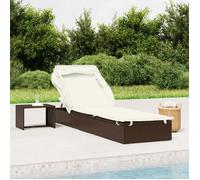 vidaXL Transat avec toit pliable marron 213x63x97 cm résine tressée, chaise longue, chaise longue d'extérieur, lit de salon, 319637