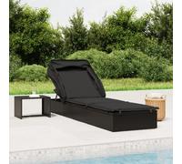 vidaXL Transat avec toit pliable noir 213x63x97 cm résine tressée