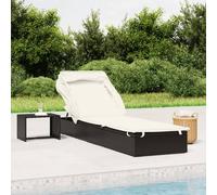 Vidaxl Transat Avec Toit Pliable Noir 213x63x97 Cm Résine Tressée