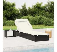 Vidaxl Transat Avec Toit Pliable Noir 213x63x97 Cm Résine Tressée