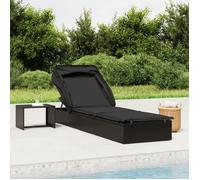 vidaXL Transat avec toit pliable noir 213x63x97 cm résine tressée, chaise longue, chaise longue d'extérieur, lit de salon, 319640
