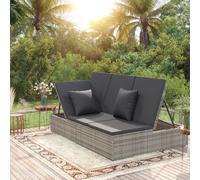 Vidaxl Transat Convertible Avec Coussin Résine Tressée Gris Foncé Gris