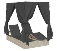 vidaXL Transat Double avec Toit Réglable Gris Clair 205 x 129 x 200 cm, Transat de Jardin, mobilier Relaxant, pour Le Soleil, à la Piscine, dans Le Jardin, détendez-Vous en Plein air