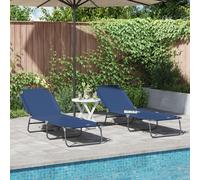 Vidaxl Transat Pliant 2 Pcs Portable En Tissu Oxford Bleu 600d