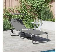 Vidaxl Transat Pliant Avec Auvent En Tissu Oxford 600d Gris