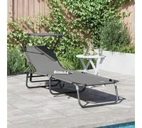 Vidaxl Transat Pliant Avec Auvent En Tissu Oxford 600d Gris