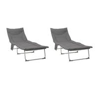 vidaXL Transat Pliant avec Coussin 2 pcs Anthracite, Lit de Soleil réglable, transat Pliable, pour Jardin et terrasse, Fauteuil inclinable, Gain de Place