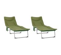 vidaXL Transat Pliant avec Coussin 2 pcs Vert foncé, Lit de Soleil réglable, transat Pliable, pour Jardin et terrasse, Fauteuil inclinable, Gain de Place