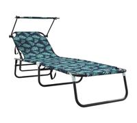 vidaXL Bain de soleil pliable avec coussin vert 56 x 190 x 81cm Tissu
