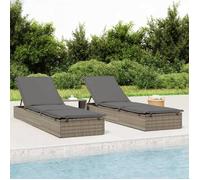 vidaXL Transats 2 pcs avec table gris résine tressée 319635