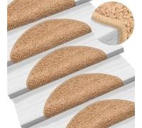 vidaXL Tapis d'escalier 15 pièces 56 x 17 x 3 cm Beige Demi-Rond