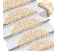 vidaXL Tapis d'escalier demi-rond 15 pièces 56 x 17 x 3 cm Crème