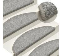 vidaXL Tapis de marches d'escalier 15 pcs Gris clair 56x17x3 cm