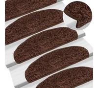 vidaXL Tapis d'escalier 15 pièces demi‑rond Marron 65 x 21 x 4 cm Grand