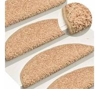 vidaXL Tapis d'escalier Demi-Rond 15 pièces 65 x 21 x 4 cm Doré Grand
