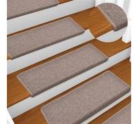 Vidaxl Tapis D'escalier 15 Pcs 65x21x4 Cm Marron Clair