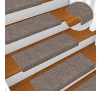 vidaXL Tapis d'escalier autocollants 15 pièces 65 x 21 x 4 cm Beige bord rectangulaire