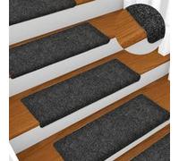 Vidaxl Tapis D'escalier 15 Pcs Tissu Aiguilleté 65x25 Cm Gris Gris