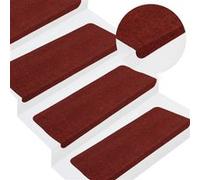 vidaXL Tapis d'escalier autocollants 15 pcs 65x28 cm Rouge