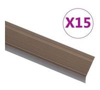 Nez de marche Forme en L 15 pcs Aluminium 100 cm Marron