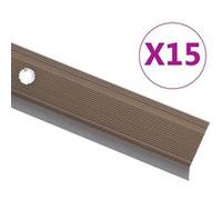 Nez de marche Forme en L 15 pcs Aluminium 100 cm Marron