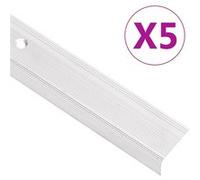 Nez de marche Forme en L 5 pcs Aluminium 100 cm Argenté