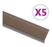 vidaXL Nez de marche forme en L 5 pcs aluminium 90 cm marron, marches d'escalier, bords d'escalier, profils d'escalier, bord 146739