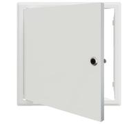 vidaXL Trappe de service sécurisée 30 x 30 cm en acier blanc laqué, facile à installer. C'est un panneau d'accès sécurisé parfait pour les espaces de maintenance ou pour verrouiller une surface lisse