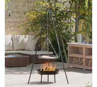 Vidaxl Trépied De Cuisson De Feu De Camp Avec Grille Et Plateau De Feu 170 Cm