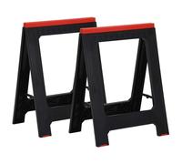 vidaXL Tréteaux de travail 2 pcs. Pliable Noir & Rouge Polypropylène 350 kg