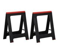 vidaXL TrÃ©teaux de travail pliables 2 pcs PP Noir et rouge 350 kg