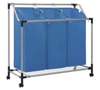 Vidaxl Trieuse À Linge Avec 3 Sacs Bleu Acier-Syma